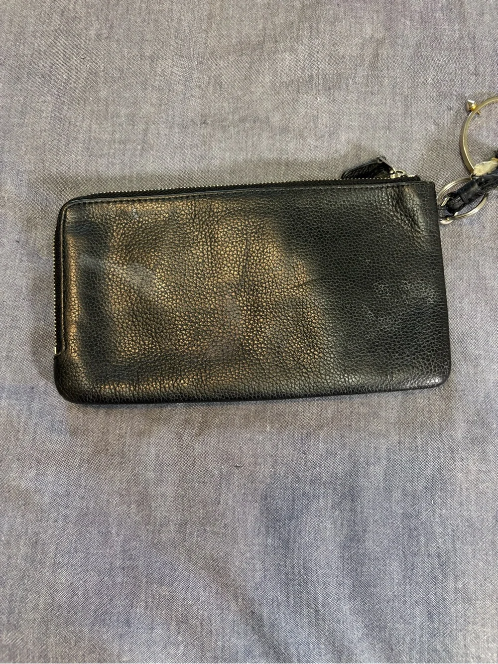 Coach Turquoise Pebbled Leather Wristlet with Gold Logo